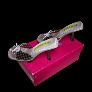 Material Prima Goffredo Fantini 2000’s Gingham Suede Sculpture Jelly Sole Heels